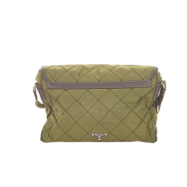 プラダ BT0422 モスグリーン カーキ ブラウン MILITARE ナイロン レザー ショルダーバッグ メンズ PRADA 【中古】