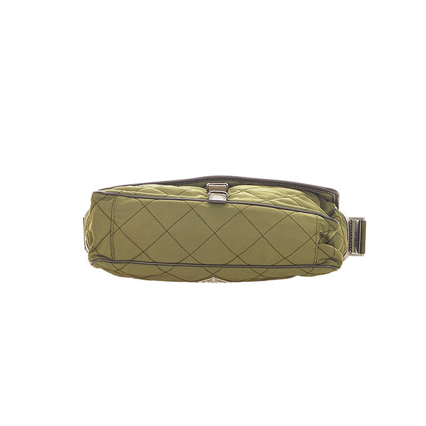 プラダ BT0422 モスグリーン カーキ ブラウン MILITARE ナイロン レザー ショルダーバッグ メンズ PRADA 【中古】