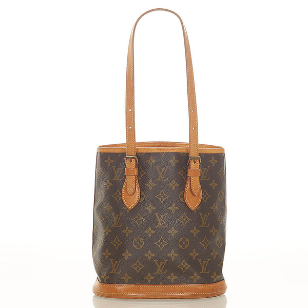 ルイ ヴィトン モノグラム プチ バケットPM M42238 ブラウン PVC レザー トートバッグ レディース LOUIS VUITTON 【中古】