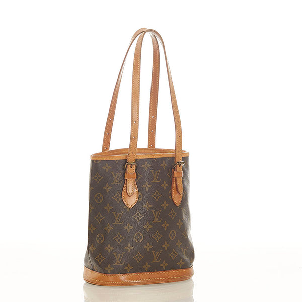 ルイ ヴィトン モノグラム プチ バケットPM M42238 ブラウン PVC レザー トートバッグ レディース LOUIS VUITTON 【中古】