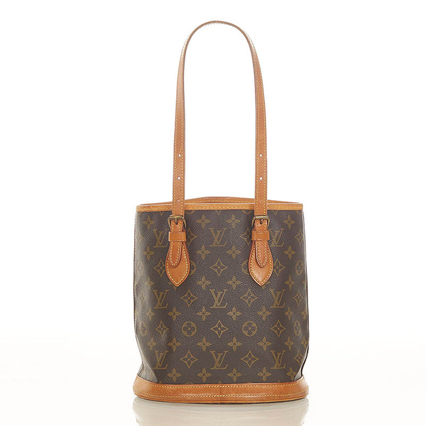 ルイ ヴィトン モノグラム プチ バケットPM M42238 ブラウン PVC レザー トートバッグ レディース LOUIS VUITTON 【中古】