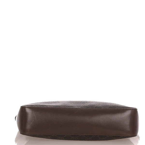 グッチ ジャガード　レザーバッグ　3525 73984 ブラウン レザー キャンバス ハンドバッグ レディース GUCCI 【中古】