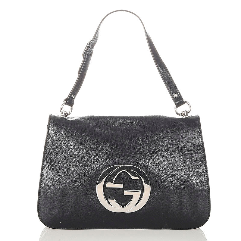 グッチ 115746 ブラック レザー ハンドバッグ レディース GUCCI 【中古】