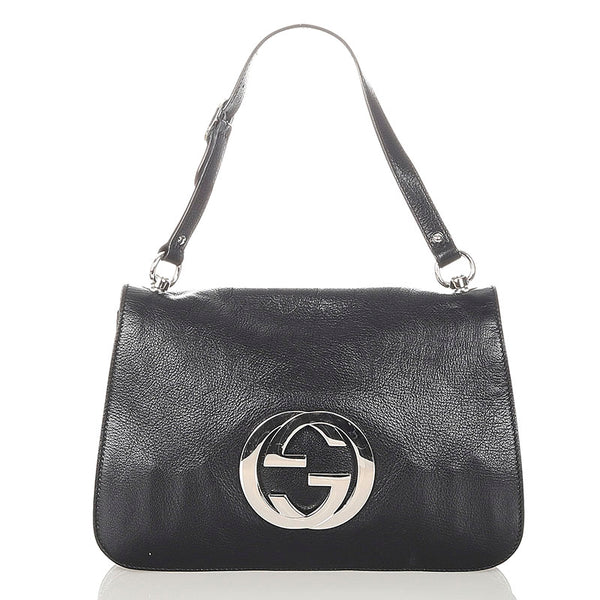 グッチ 115746 ブラック レザー ハンドバッグ レディース GUCCI 【中古】