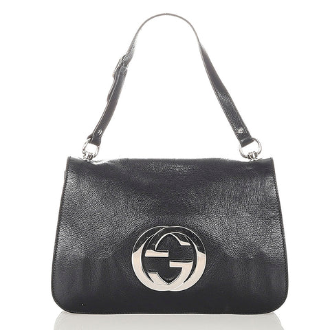 グッチ 115746 ブラック レザー ハンドバッグ レディース GUCCI 【中古】