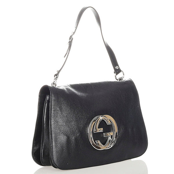 グッチ 115746 ブラック レザー ハンドバッグ レディース GUCCI 【中古】