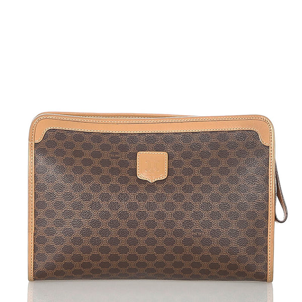 セリーヌ マカダム  ブラウン PVC セカンドバッグ レディース CELINE 【中古】