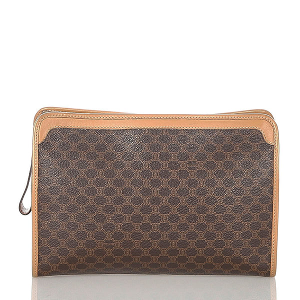セリーヌ マカダム  ブラウン PVC セカンドバッグ レディース CELINE 【中古】