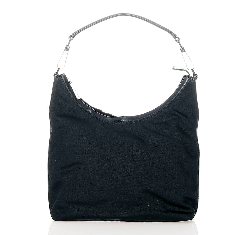 グッチ 000・0602 ブラック ナイロン レザー ショルダーバッグ レディース GUCCI 【中古】