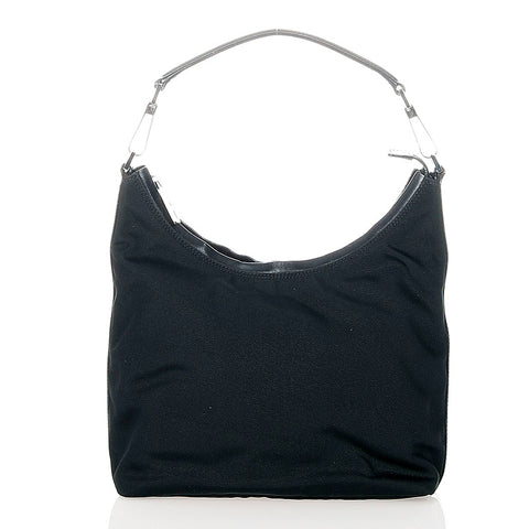 グッチ 000・0602 ブラック ナイロン レザー ショルダーバッグ レディース GUCCI 【中古】