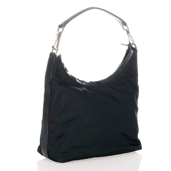 グッチ 000・0602 ブラック ナイロン レザー ショルダーバッグ レディース GUCCI 【中古】