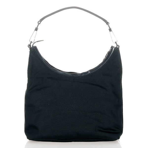 グッチ 000・0602 ブラック ナイロン レザー ショルダーバッグ レディース GUCCI 【中古】