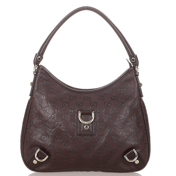 グッチ グッチシマ 130738 ブラウン レザー ハンドバッグ レディース GUCCI 【中古】