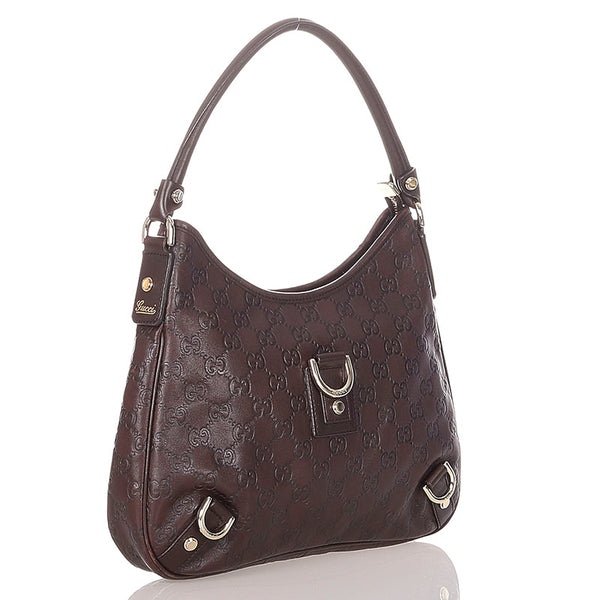 グッチ グッチシマ 130738 ブラウン レザー ハンドバッグ レディース GUCCI 【中古】