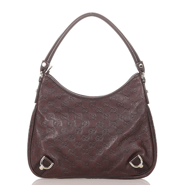 グッチ グッチシマ 130738 ブラウン レザー ハンドバッグ レディース GUCCI 【中古】