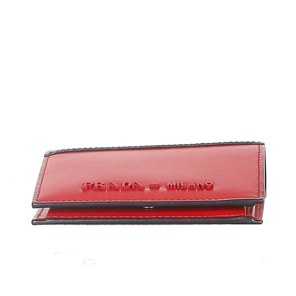 プラダ 1MV204 レッド レザー 二つ折り財布 レディース PRADA 【中古】