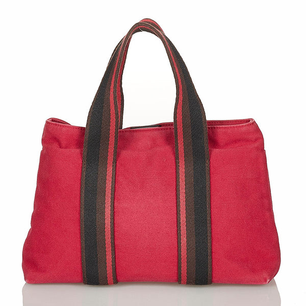 エルメス トロカホリゾンタルPM レッド キャンバス ハンドバッグ レディース HERMES 【中古】