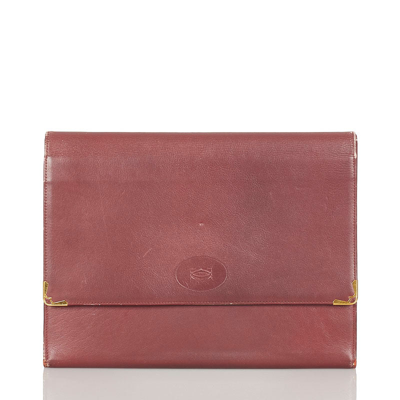 カルティエ マストライン レッド レザー クラッチバッグ レディース CARTIER 【中古】