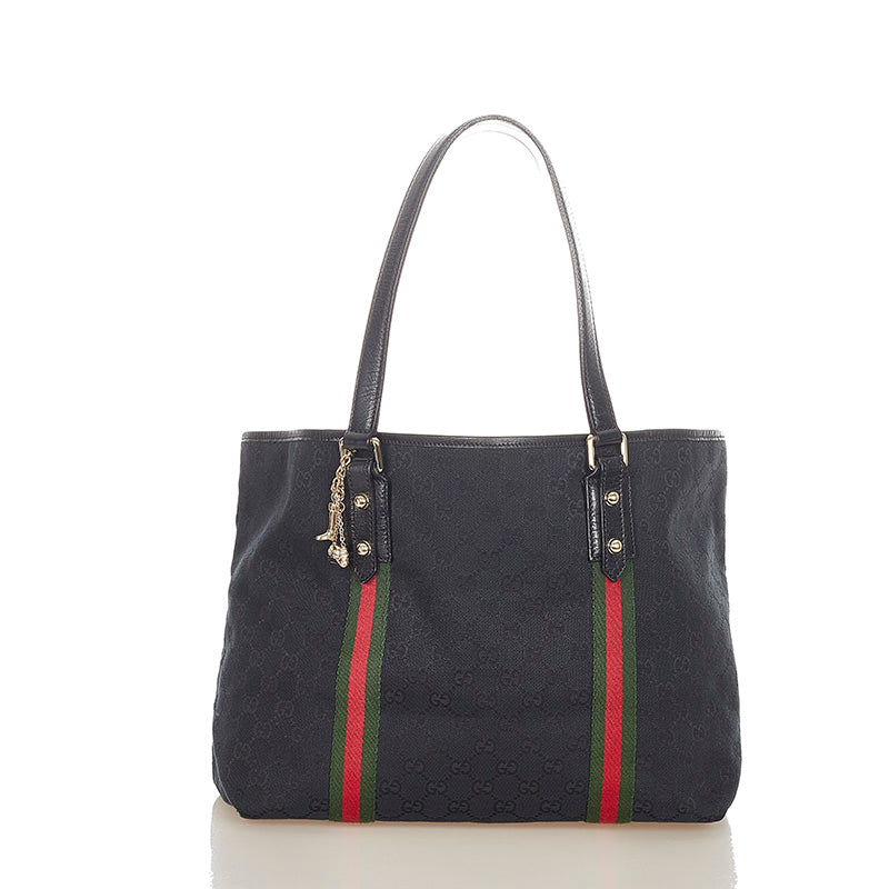 グッチ シェリー 139260 ブラック キャンバス トートバッグ レディース GUCCI 【中古】