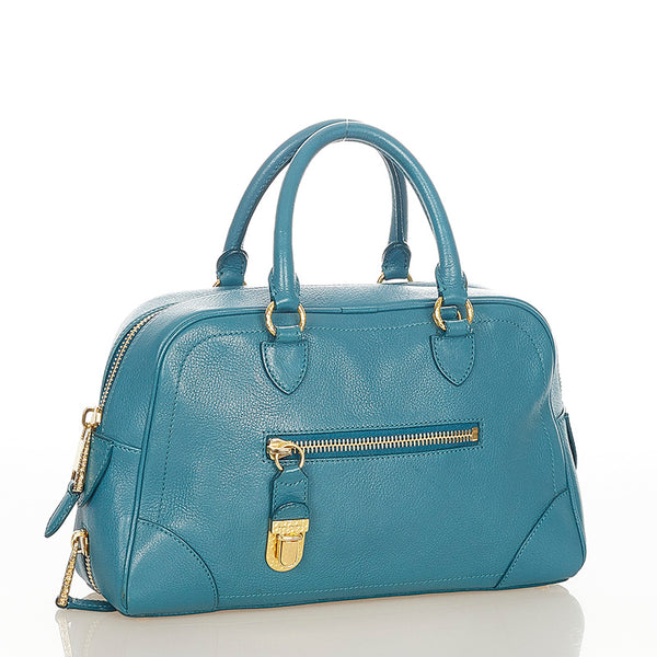 マークジェイコブス ダークグリーン レザー ハンドバッグ ショルダーバッグ2way レディース MARC JACOBS 【中古】