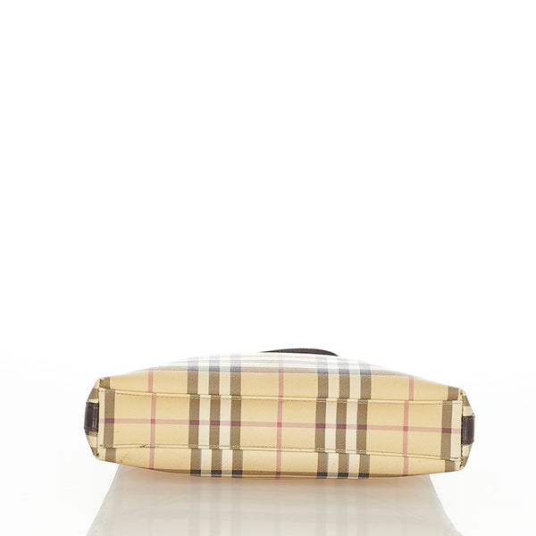 バーバリー ノバチェック ブラウン PVC レザー ショルダーバッグ レディース BURBERRY 【中古】