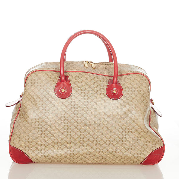 セリーヌ マカダム CE00/12 ブラウン レッド PVC レザー ボストンバッグ レディース CELINE 【中古】