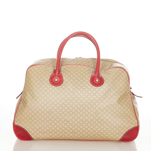 セリーヌ マカダム CE00/12 ブラウン レッド PVC レザー ボストンバッグ レディース CELINE 【中古】