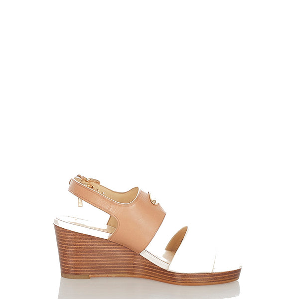 コーチ ブラウン ホワイト レザー サンダル レディース COACH 【中古】