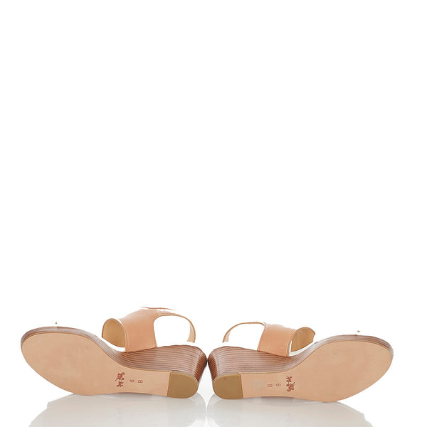 コーチ ブラウン ホワイト レザー サンダル レディース COACH 【中古】