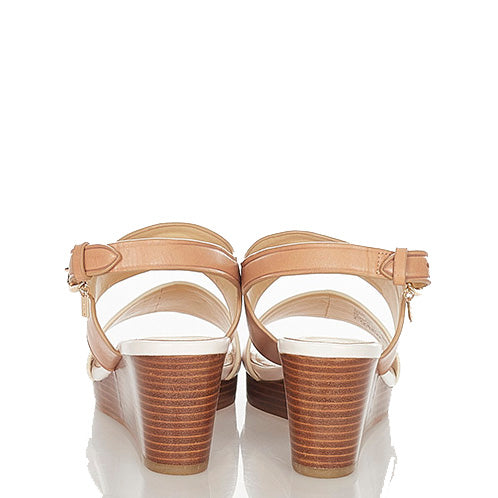 コーチ ブラウン ホワイト レザー サンダル レディース COACH 【中古】