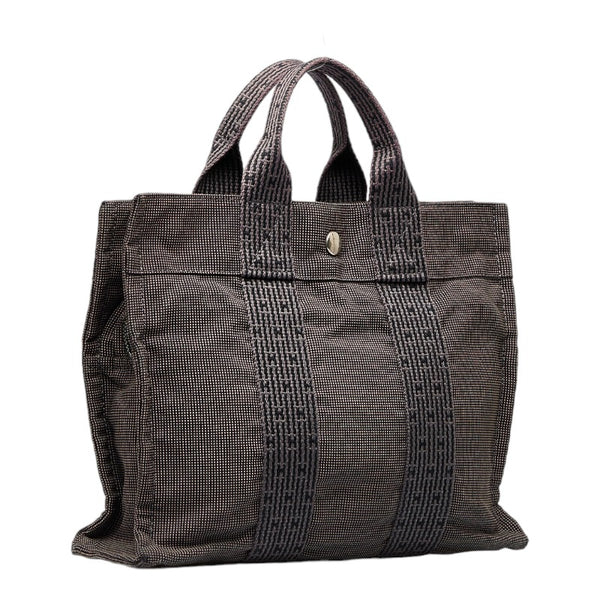 エルメス エールラインPM ハンドバッグ トートバッグ グレー キャンバス レディース HERMES 【中古】