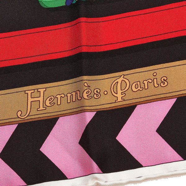 エルメス カレ90 Panoplie Equestre 乗馬の装具一式 スカーフ ブラック マルチカラー シルク レディース HERMES 【中古】