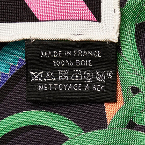 エルメス カレ90 Panoplie Equestre 乗馬の装具一式 スカーフ ブラック マルチカラー シルク レディース HERMES 【中古】
