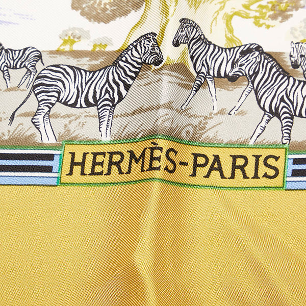 エルメス カレ90 TROPIQUES トロピック スカーフ イエロー マルチカラー シルク レディース HERMES 【中古】