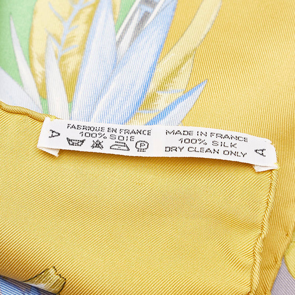 エルメス カレ90 TROPIQUES トロピック スカーフ イエロー マルチカラー シルク レディース HERMES 【中古】