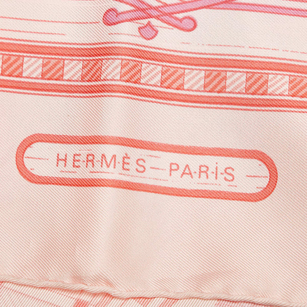 エルメス カレ90 JEUX DE PAILLE 藁遊び スカーフ ピンク  シルク レディース HERMES 【中古】