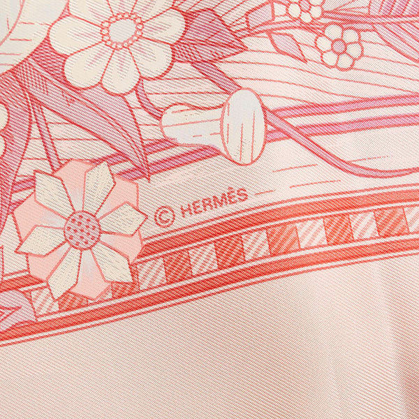 エルメス カレ90 JEUX DE PAILLE 藁遊び スカーフ ピンク  シルク レディース HERMES 【中古】