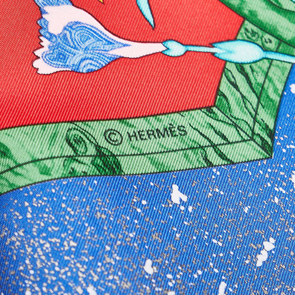 エルメス カレ90 PIERRES ｄ’Orient et d'OCCIDENT 東洋と西洋の鉱石 スカーフ レッド マルチカラー シルク レディース HERMES 【中古】