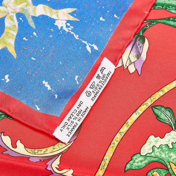 エルメス カレ90 PIERRES ｄ’Orient et d'OCCIDENT 東洋と西洋の鉱石 スカーフ レッド マルチカラー シルク レディース HERMES 【中古】