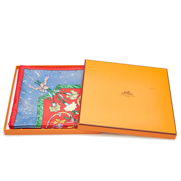 エルメス カレ90 PIERRES ｄ’Orient et d'OCCIDENT 東洋と西洋の鉱石 スカーフ レッド マルチカラー シルク レディース HERMES 【中古】