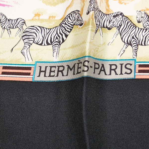 エルメス カレ90 TROPIQUES トロピック スカーフ ブラック マルチカラー シルク レディース HERMES 【中古】