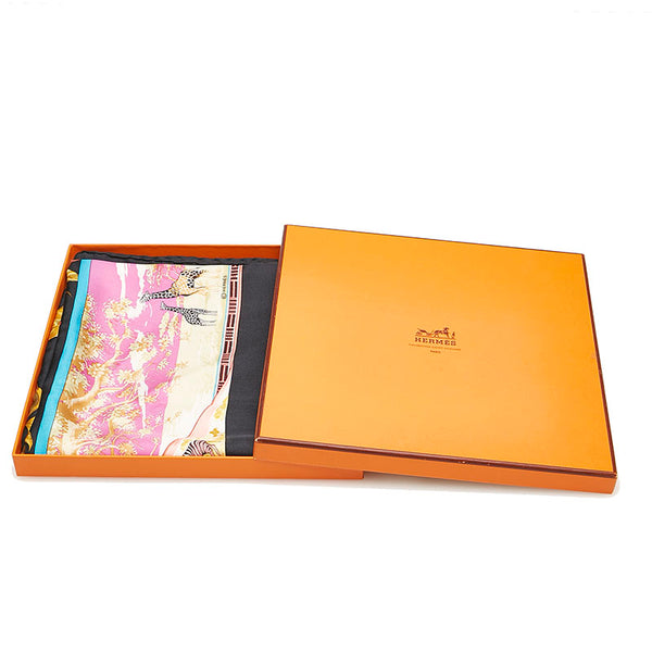 エルメス カレ90 TROPIQUES トロピック スカーフ ブラック マルチカラー シルク レディース HERMES 【中古】