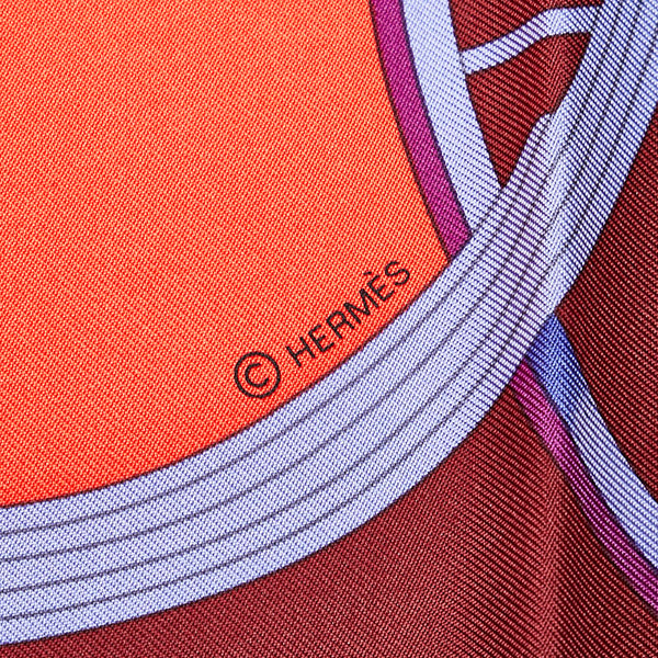 エルメス カレ90 SPRINGS スプリングス スカーフ ボルドー レッド ブルー シルク レディース HERMES 【中古】