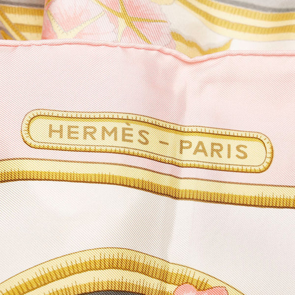 エルメス カレ90 Caraibes カリブ スカーフ ピンク マルチカラー シルク レディース HERMES 【中古】