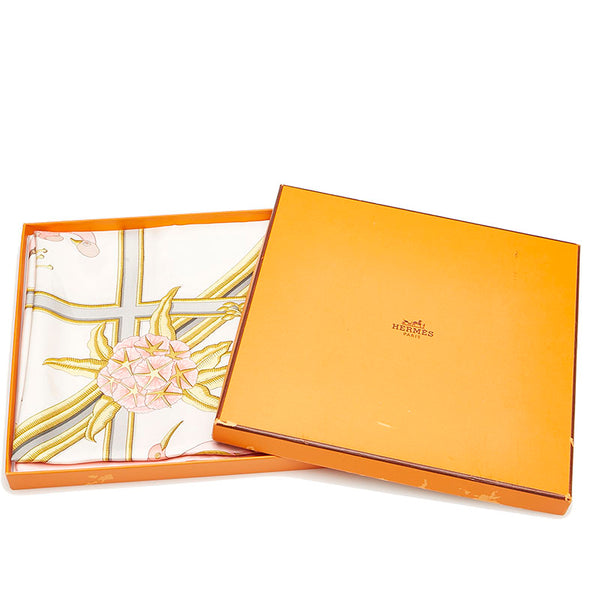 エルメス カレ90 Caraibes カリブ スカーフ ピンク マルチカラー シルク レディース HERMES 【中古】
