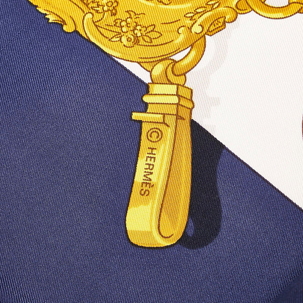 エルメス カレ90 Memoire d'Hermes bエルメスの思い出 スカーフ ネイビー マルチカラー シルク レディース HERMES 【中古】