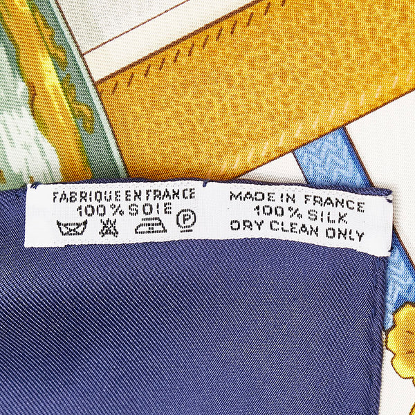 エルメス カレ90 Memoire d'Hermes bエルメスの思い出 スカーフ ネイビー マルチカラー シルク レディース HERMES 【中古】