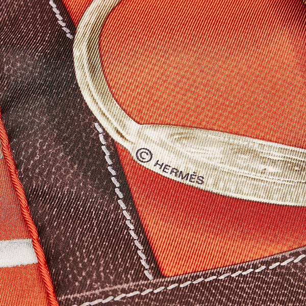 エルメス カレ90 Projets Carres au Crayon プロジェクト オ クレヨン スカーフ レッド マルチカラー シルク レディース HERMES 【中古】