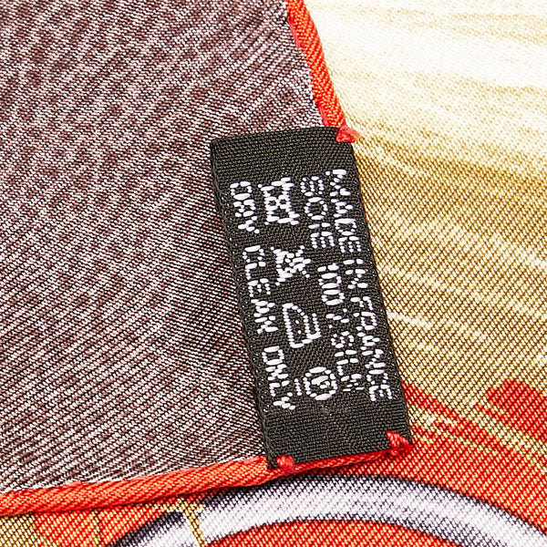 エルメス カレ90 Projets Carres au Crayon プロジェクト オ クレヨン スカーフ レッド マルチカラー シルク レディース HERMES 【中古】