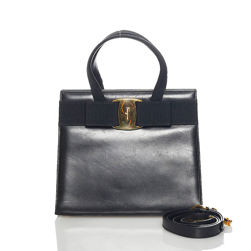 サルヴァトーレフェラガモ ヴァラ ハンドバッグ ショルダーバッグ 2way BA21 4178 ブラック レザー レディース Salvatore Ferragamo 【中古】